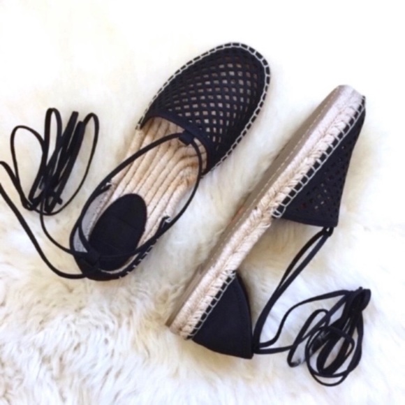 Frye Leo Perforated Ankle Wrap Leather Espadrilles - Picture 6 of 7